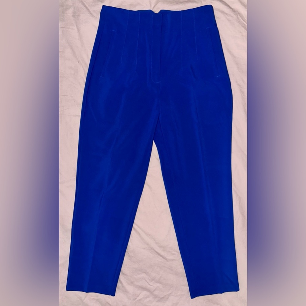 Cobalt blue tapered high waisted pants from Zara. Gently worn.
